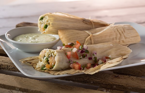Seafood Tamales With Roasted Poblano Cream Sauce