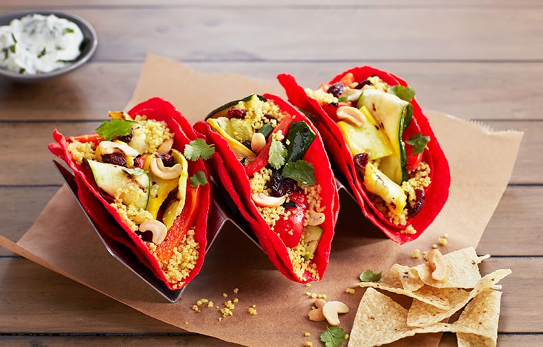 Roasted Vegetable and Curry Couscous Taco 