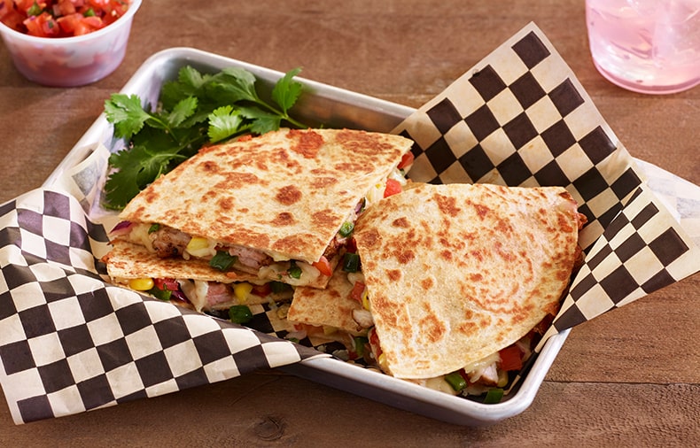 Three Chile Seasoned Pork Chop Quesadilla