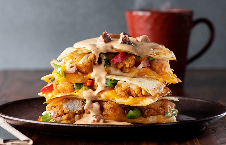 Breakfast Quesadilla with Andouille Sausage Gravy